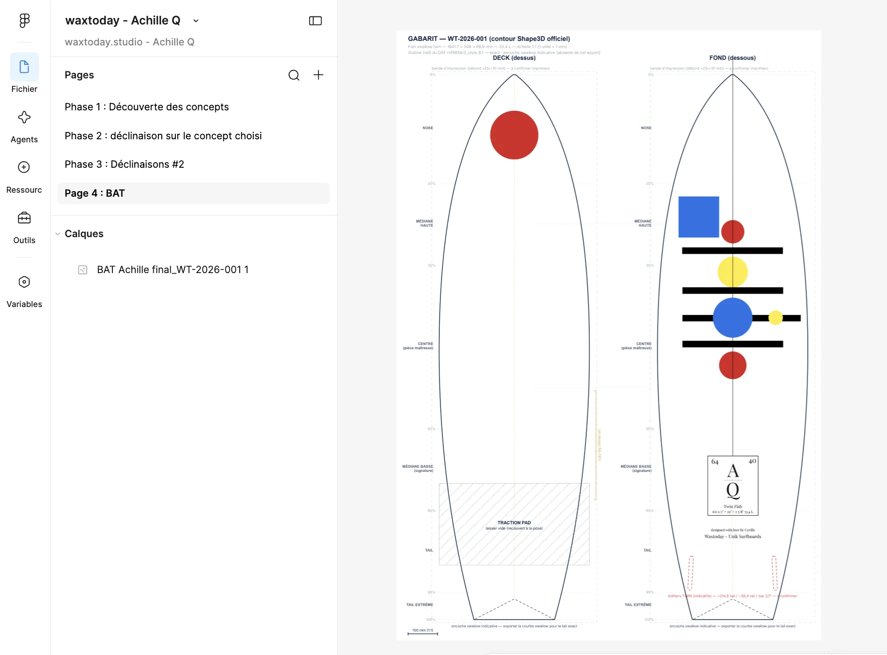 BAT du design, deck et fond à l'échelle 1:1