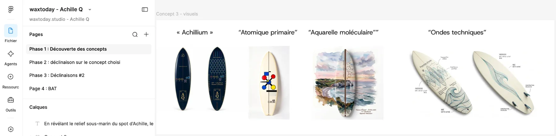 Quatre directions de design présentées au client