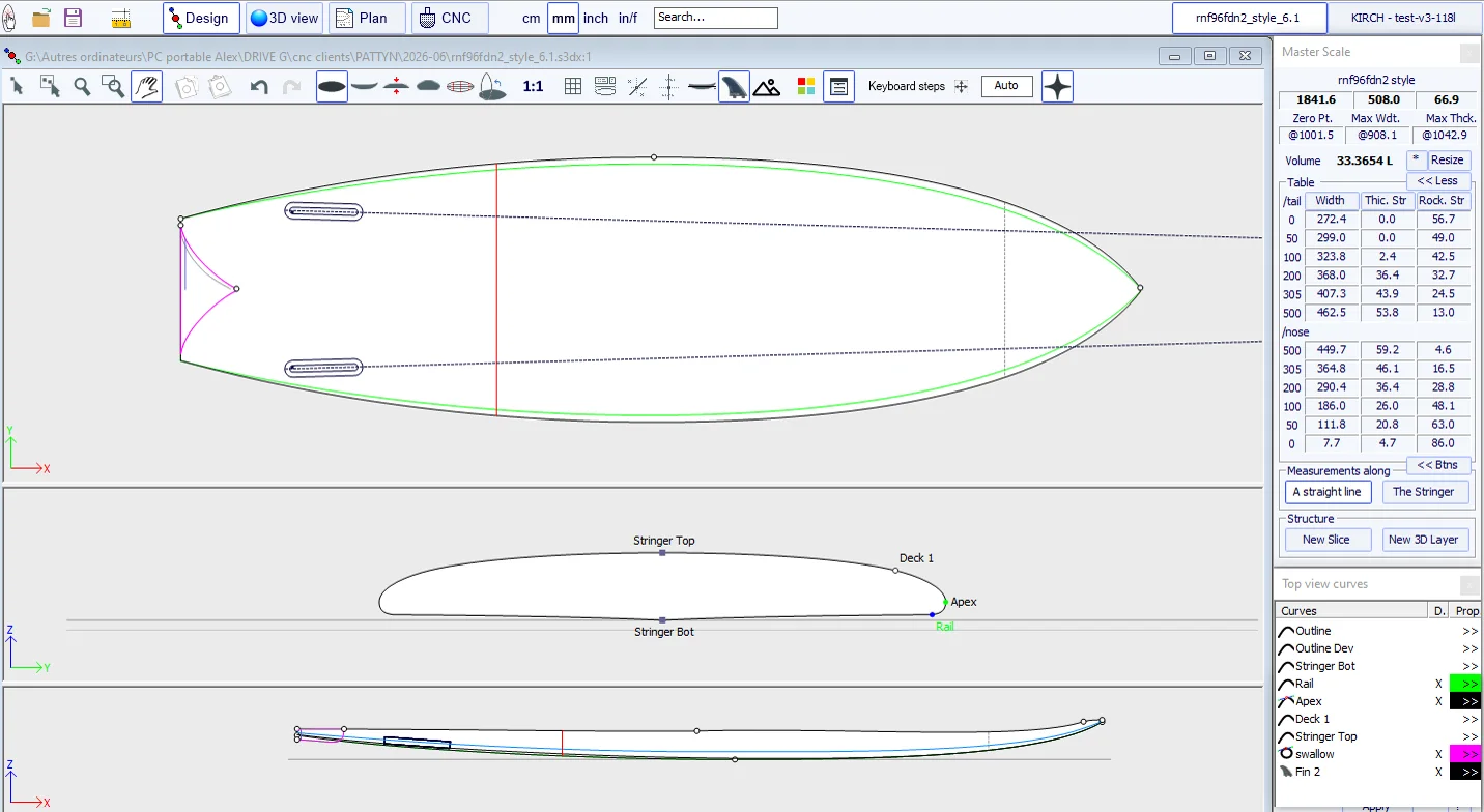 Contour CAO du twin fish 6'0½"